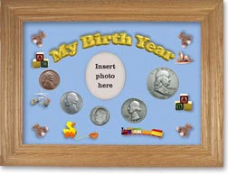 1954 My Birth Year Coin Gift Set with a blue background and wheat frame THUMBNAIL