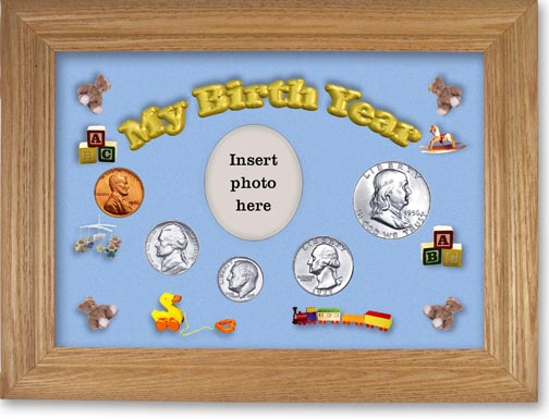 1956 My Birth Year Coin Gift Set with a blue background and wheat frame MAIN