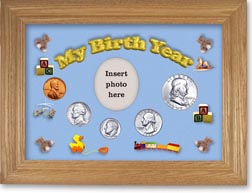1962 My Birth Year Coin Gift Set with a blue background and wheat frame THUMBNAIL