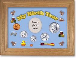 1964 My Birth Year Coin Gift Set with a blue background and wheat frame THUMBNAIL