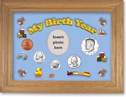 1970 My Birth Year Coin Gift Set with a blue background and wheat frame THUMBNAIL