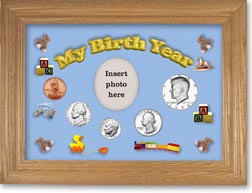 1973 My Birth Year Coin Gift Set with a blue background and wheat frame THUMBNAIL