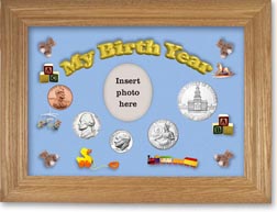 1976 My Birth Year Coin Gift Set with a blue background and wheat frame THUMBNAIL