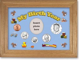 1977 My Birth Year Coin Gift Set with a blue background and wheat frame THUMBNAIL