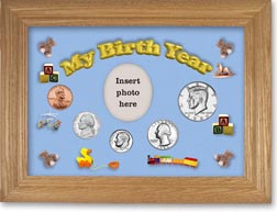 1980 My Birth Year Coin Gift Set with a blue background and wheat frame THUMBNAIL