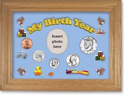 1981 My Birth Year Coin Gift Set with a blue background and wheat frame THUMBNAIL