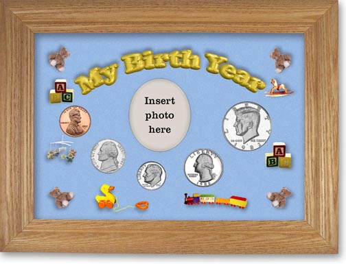 1982 My Birth Year Coin Gift Set with a blue background and wheat frame MAIN