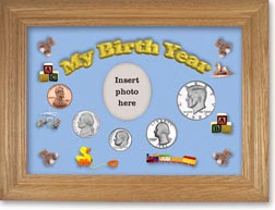 1982 My Birth Year Coin Gift Set with a blue background and wheat frame THUMBNAIL