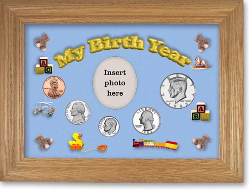 1983 My Birth Year Coin Gift Set with a blue background and wheat frame LARGE