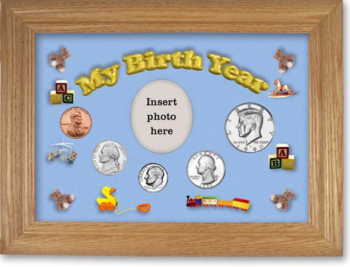 1990 My Birth Year Coin Gift Set with a blue background and wheat frame MAIN