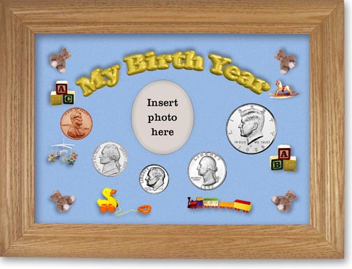 1995 My Birth Year Coin Gift Set with a blue background and wheat frame MAIN
