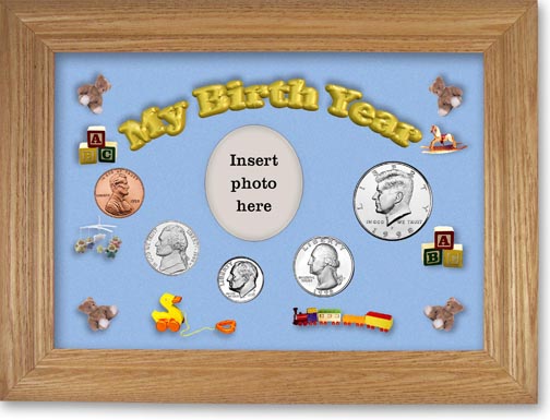 1998 My Birth Year Coin Gift Set with a blue background and wheat frame LARGE