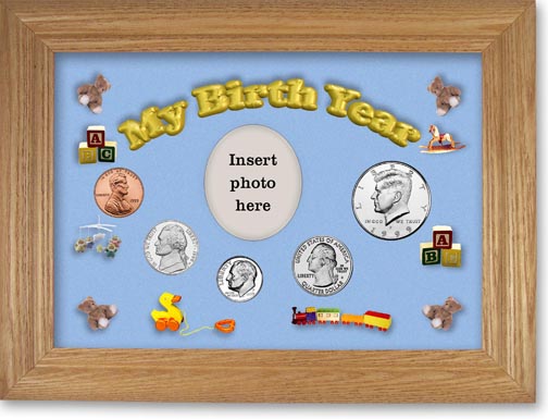 1999 My Birth Year Coin Gift Set with a blue background and wheat frame MAIN