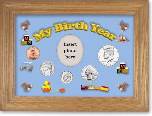 2003 My Birth Year Coin Gift Set with a blue background and wheat frame LARGE