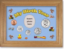 2004 My Birth Year Coin Gift Set with a blue background and wheat frame THUMBNAIL