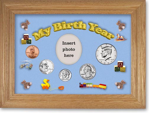 2005 My Birth Year Coin Gift Set with a blue background and wheat frame MAIN