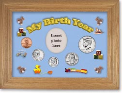 2008 My Birth Year Coin Gift Set with a blue background and wheat frame THUMBNAIL