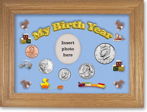 2009 My Birth Year Coin Gift Set with a blue background and wheat frame MAIN