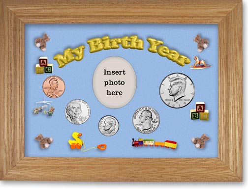 2019 My Birth Year Coin Gift Set with a blue background and wheat frame MAIN