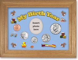 2019 My Birth Year Coin Gift Set with a blue background and wheat frame THUMBNAIL