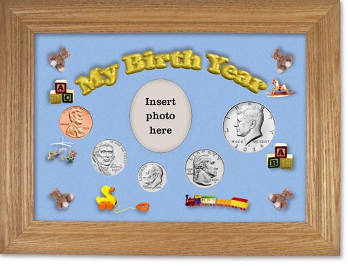 2024 My Birth Year Coin Gift Set with a blue background and wheat frame LARGE