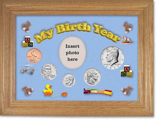 2025 My Birth Year Coin Gift Set with a blue background and wheat frame MAIN