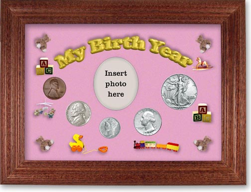 1941 My Birth Year Coin Gift Set with a pink background and cherry frame MAIN