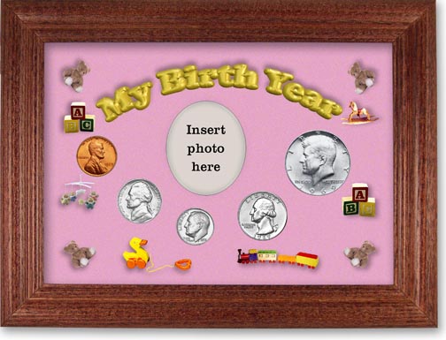 1969 My Birth Year Coin Gift Set with a pink background and cherry frame MAIN