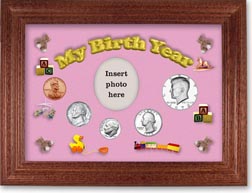 1978 My Birth Year Coin Gift Set with a pink background and cherry frame THUMBNAIL