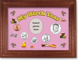 1979 My Birth Year Coin Gift Set with a pink background and cherry frame THUMBNAIL