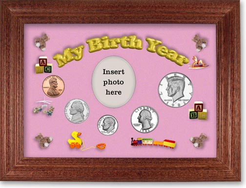 1982 My Birth Year Coin Gift Set with a pink background and cherry frame MAIN