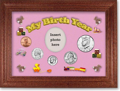 1999 My Birth Year Coin Gift Set with a pink background and cherry frame MAIN