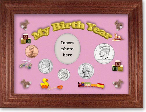 2003 My Birth Year Coin Gift Set with a pink background and cherry frame LARGE