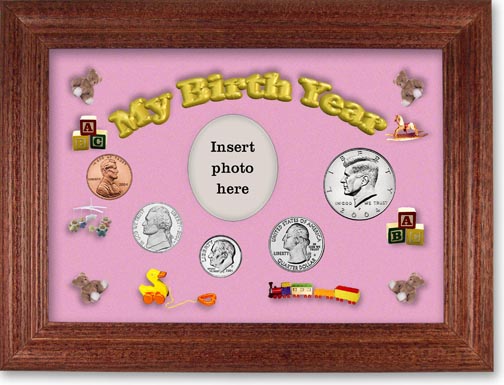 2004 My Birth Year Coin Gift Set with a pink background and cherry frame MAIN