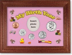 2004 My Birth Year Coin Gift Set with a pink background and cherry frame THUMBNAIL
