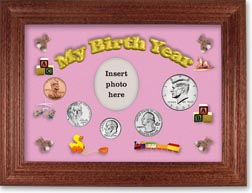 2008 My Birth Year Coin Gift Set with a pink background and cherry frame THUMBNAIL