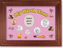 2013 My Birth Year Coin Gift Set with a pink background and cherry frame THUMBNAIL