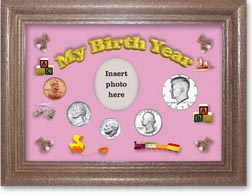 1978 My Birth Year Coin Gift Set with a pink background and dark oak frame THUMBNAIL