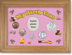 1937 My Birth Year Coin Gift Set with a pink background and wheat frame THUMBNAIL