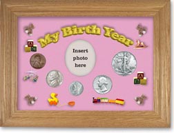 1941 My Birth Year Coin Gift Set with a pink background and wheat frame THUMBNAIL