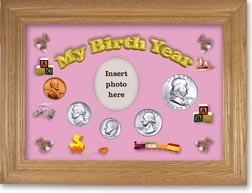 1963 My Birth Year Coin Gift Set with a pink background and wheat frame THUMBNAIL
