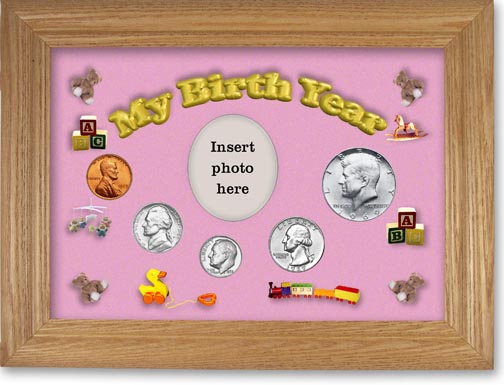 1969 My Birth Year Coin Gift Set with a pink background and wheat frame MAIN