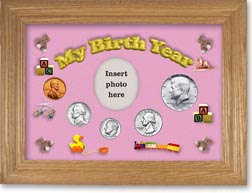 1969 My Birth Year Coin Gift Set with a pink background and wheat frame THUMBNAIL