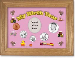 1970 My Birth Year Coin Gift Set with a pink background and wheat frame THUMBNAIL