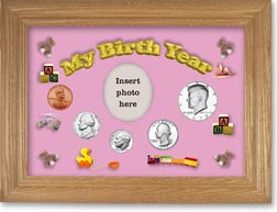 1972 My Birth Year Coin Gift Set with a pink background and wheat frame THUMBNAIL