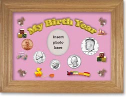 1973 My Birth Year Coin Gift Set with a pink background and wheat frame THUMBNAIL