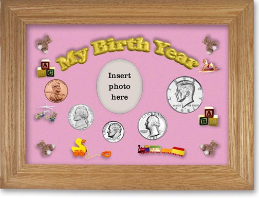 1981 My Birth Year Coin Gift Set with a pink background and wheat frame MAIN