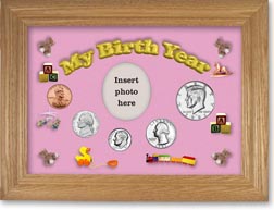 1981 My Birth Year Coin Gift Set with a pink background and wheat frame THUMBNAIL