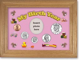 1982 My Birth Year Coin Gift Set with a pink background and wheat frame THUMBNAIL
