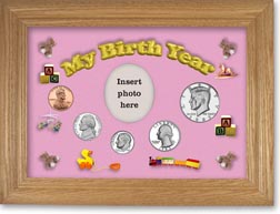 1983 My Birth Year Coin Gift Set with a pink background and wheat frame THUMBNAIL
